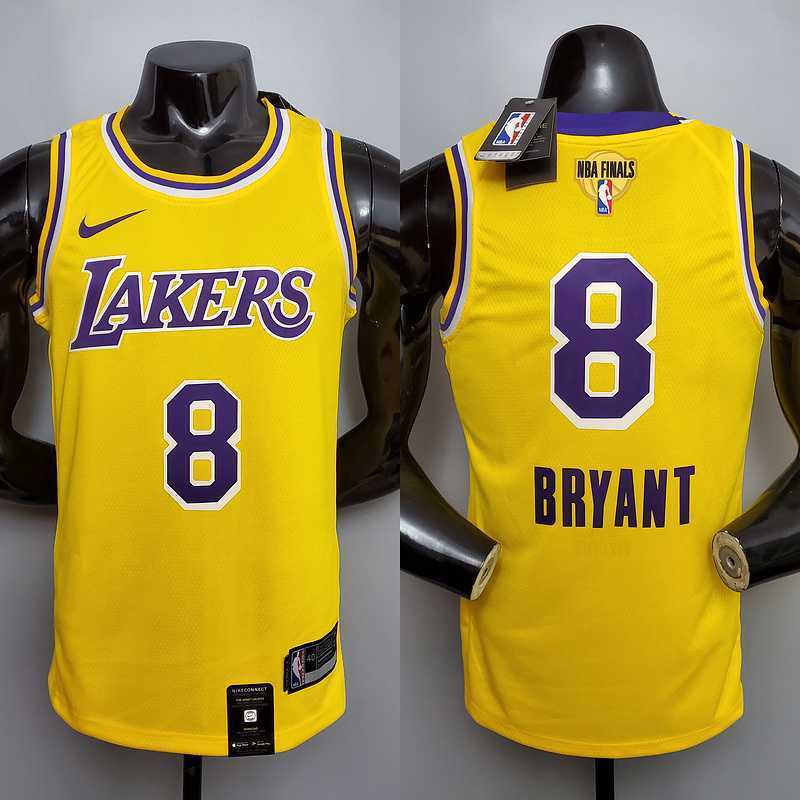New Bryant #8 Lakers Commemorative Edition Round neck yellow