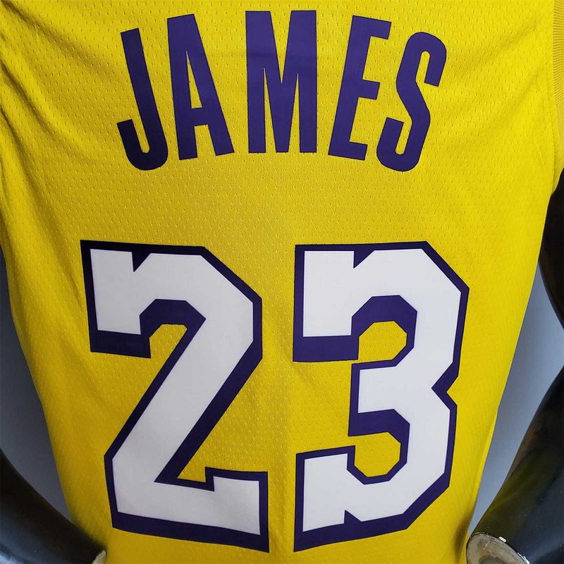James #23 Lakers V-neck City Edition yellow