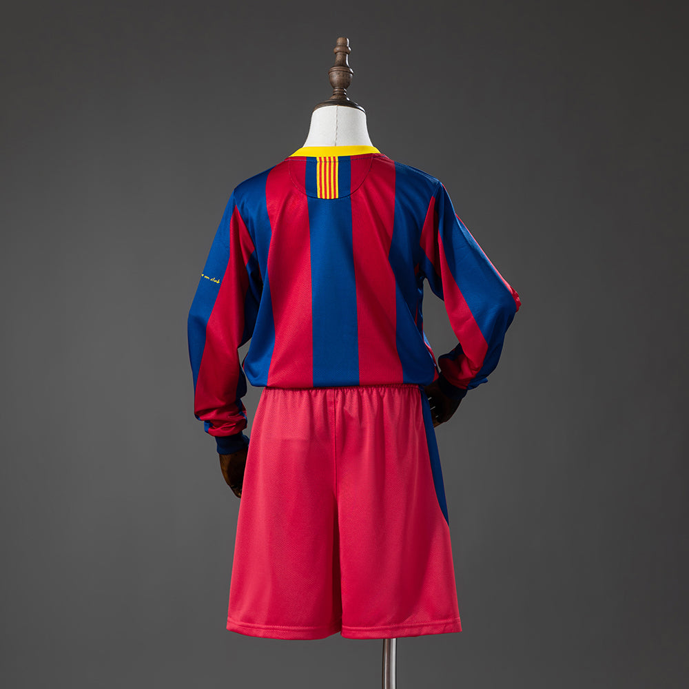 Barcelona 10/11 Home Retro Long Sleeve Kids Kit Jersey SIZE 16-28