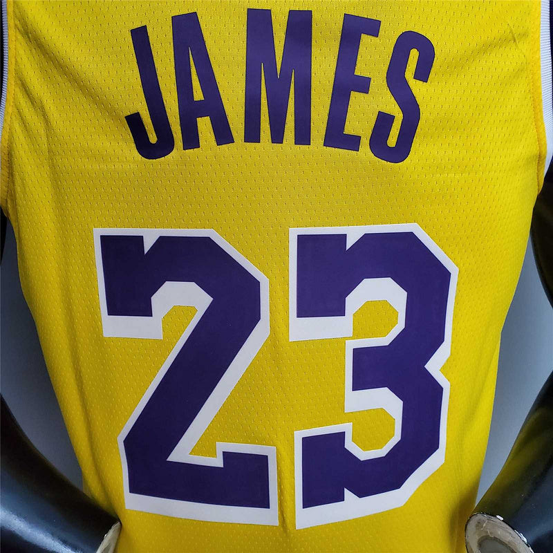 James #23 Lakers Round neck yellow