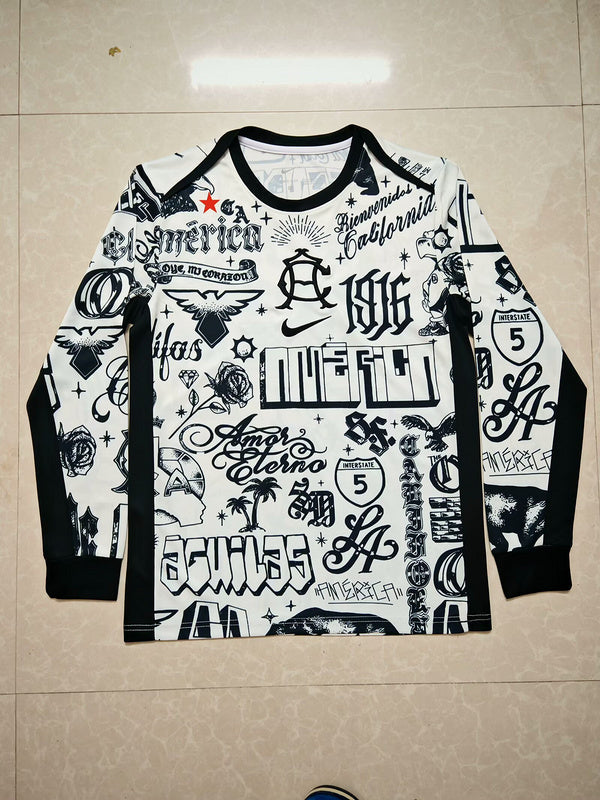25-26 America white and black long leeve jersey