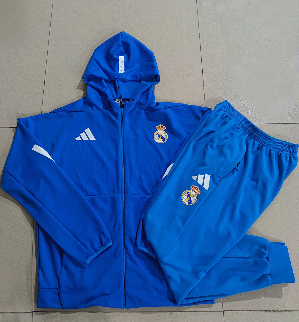 Real Madrid 2025/26 Blue Hoodie Suit S-2XL