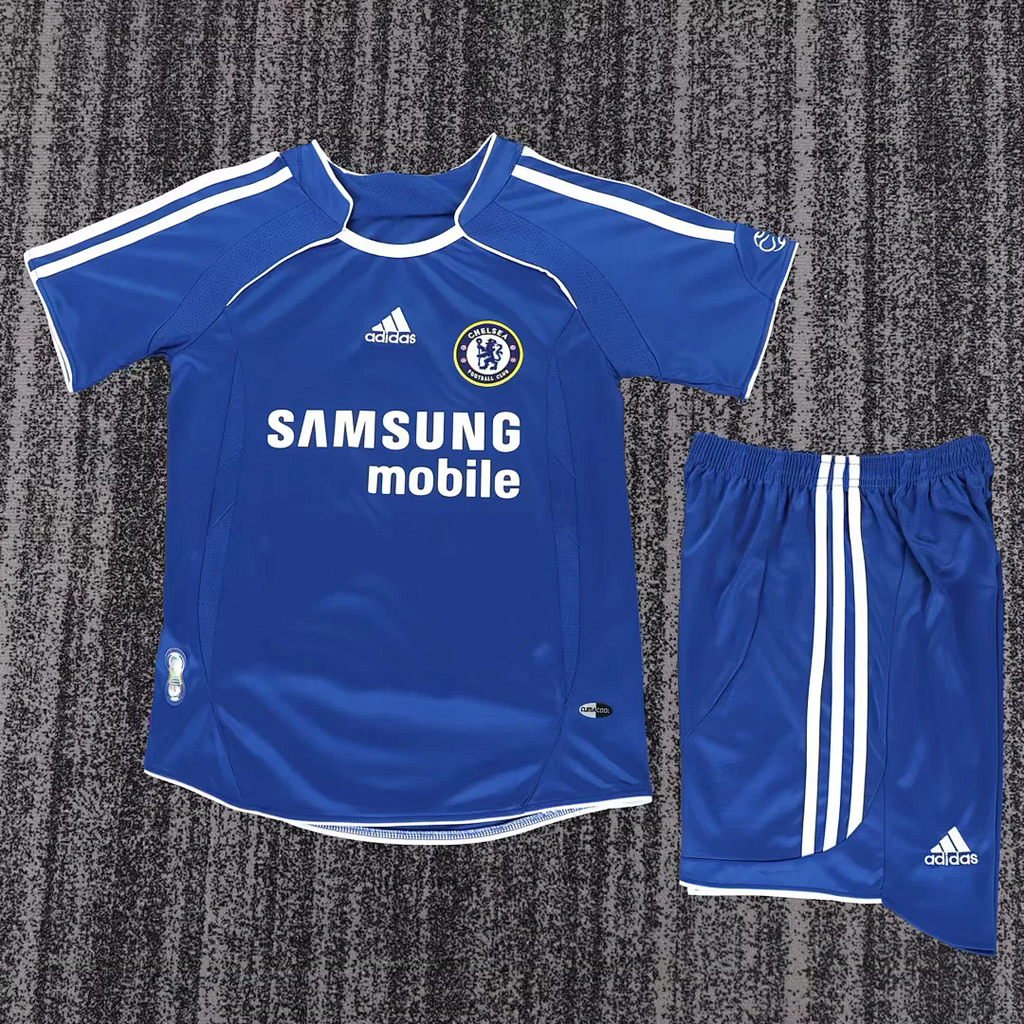 Retro Chelsea 2006-07 Home Blue Kid Kit soccer jersey size 16-28
