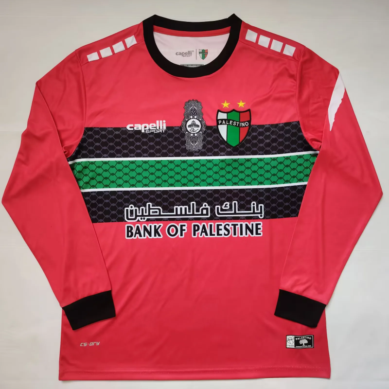 Retro Palestino CD 2022/23 red Long Sleeve soccer jersey size S-2XL