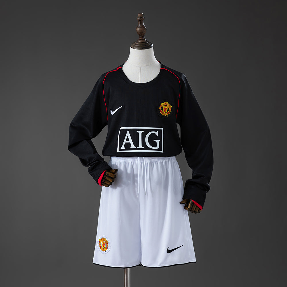 M-U 07/08 Away Retro Long Sleeve Kids Kit Jersey SIZE 16-28
