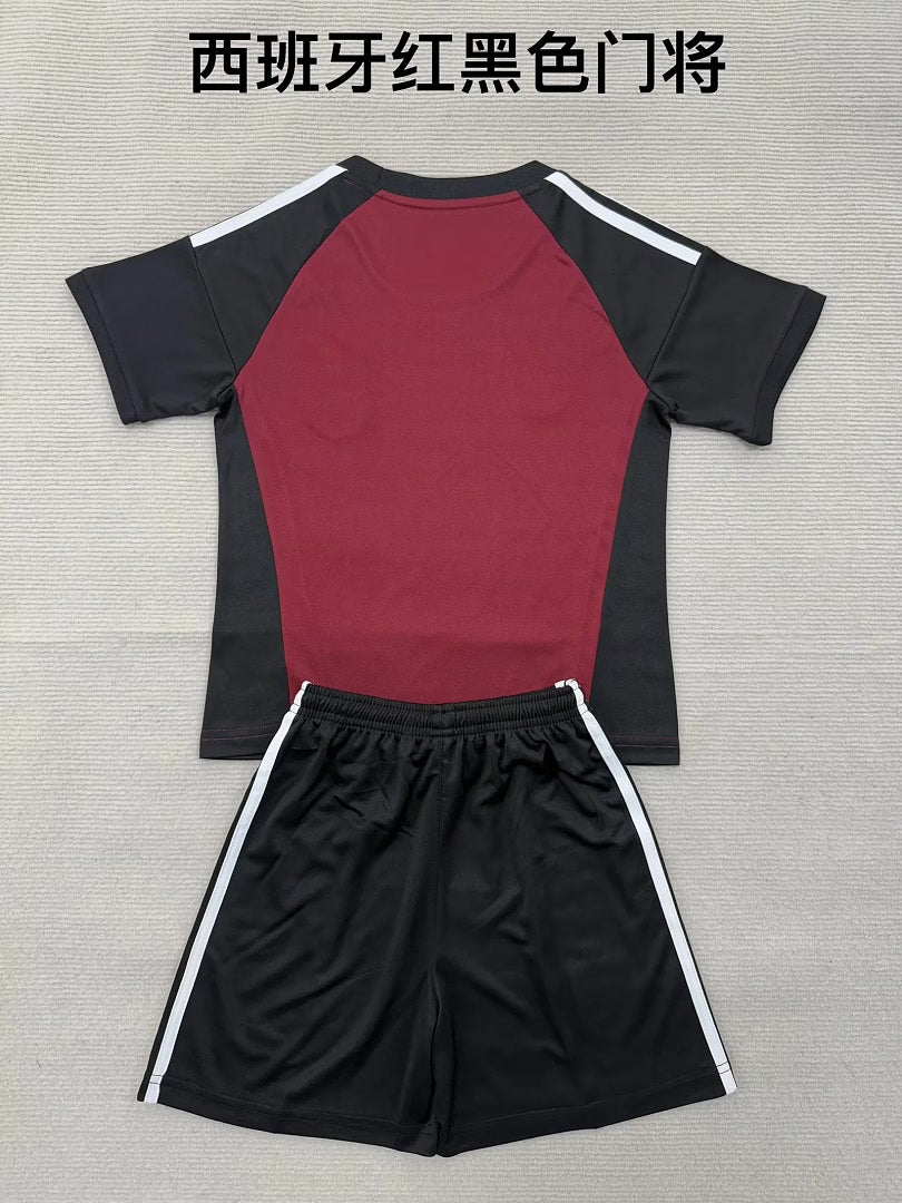 Spain 2026 World Cup Red And Black Goalkeeper kids Soccer jersey Size 16-28