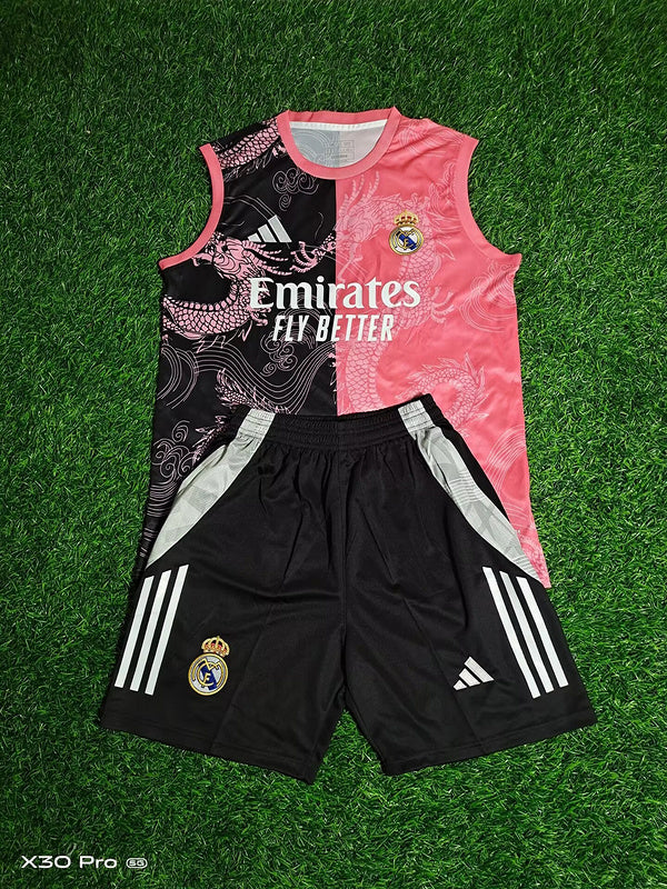 25-26 Real Madrid black and pink vest suit