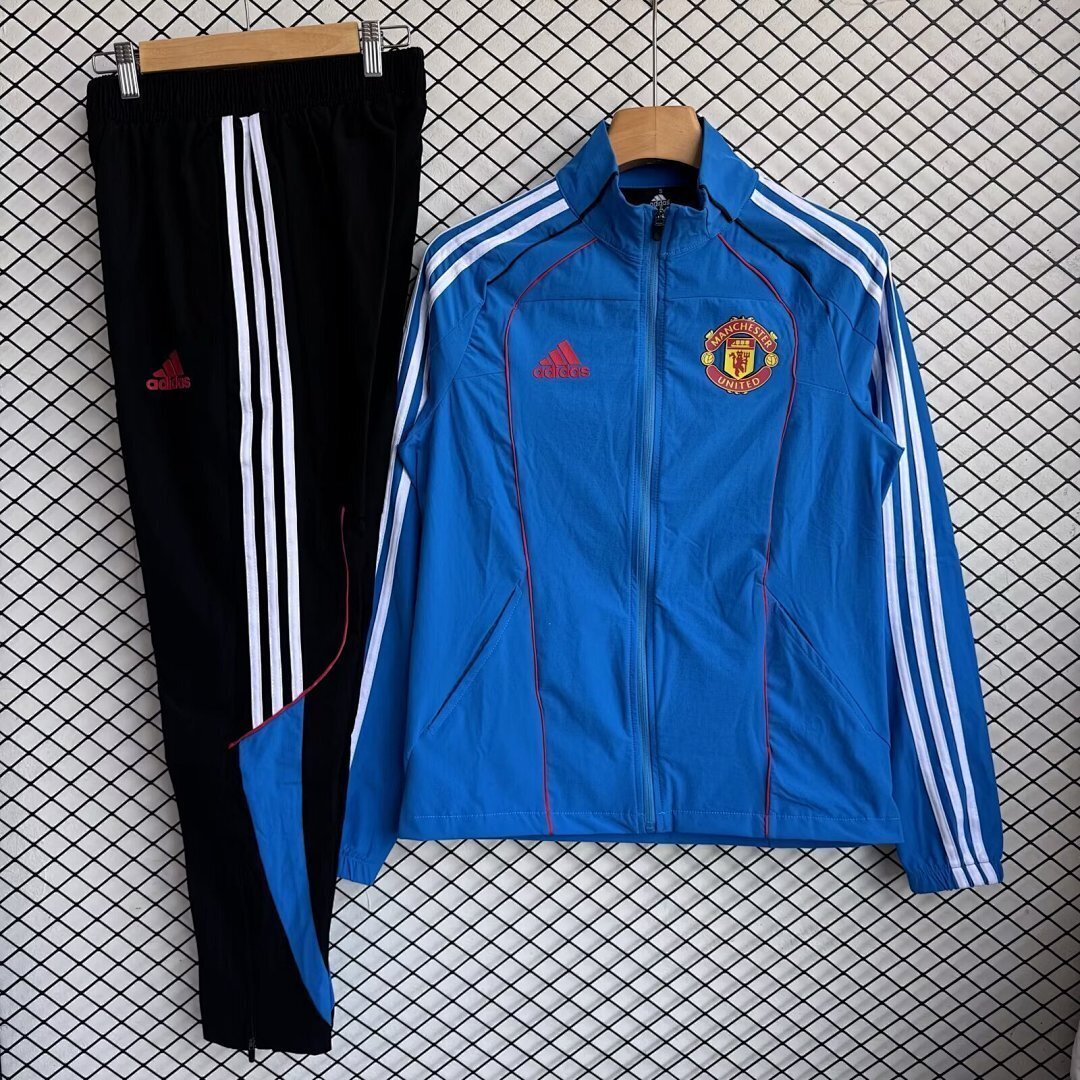 Manchester united 2025/26 Blue Windbreaker Suit Size S-2XL