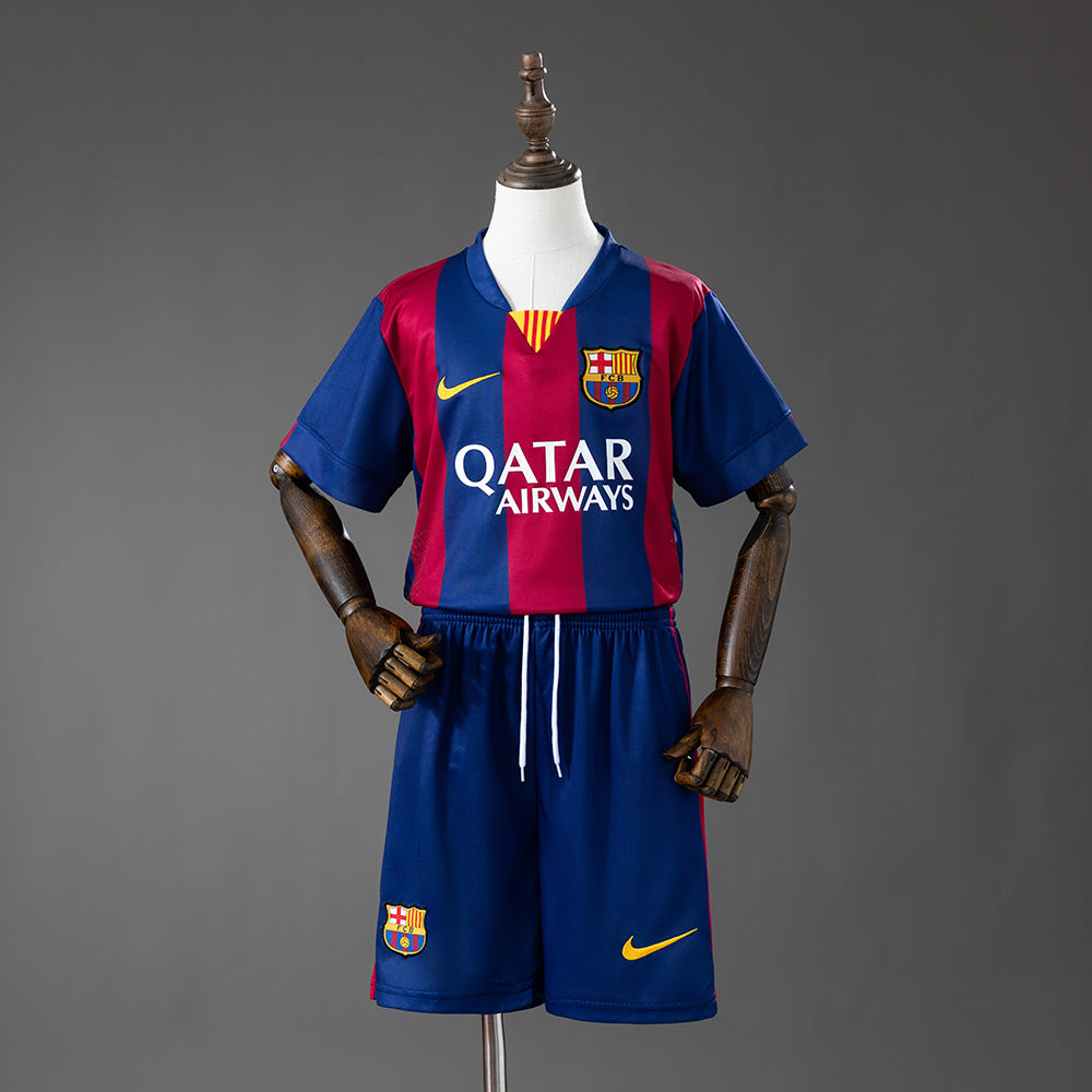 Barcelona 14/15 Home Retro Kids Kit Jersey Size 16-28