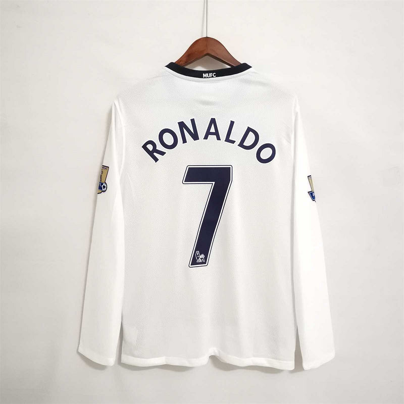 08-09 Manchester United away white UCL final long sleeve