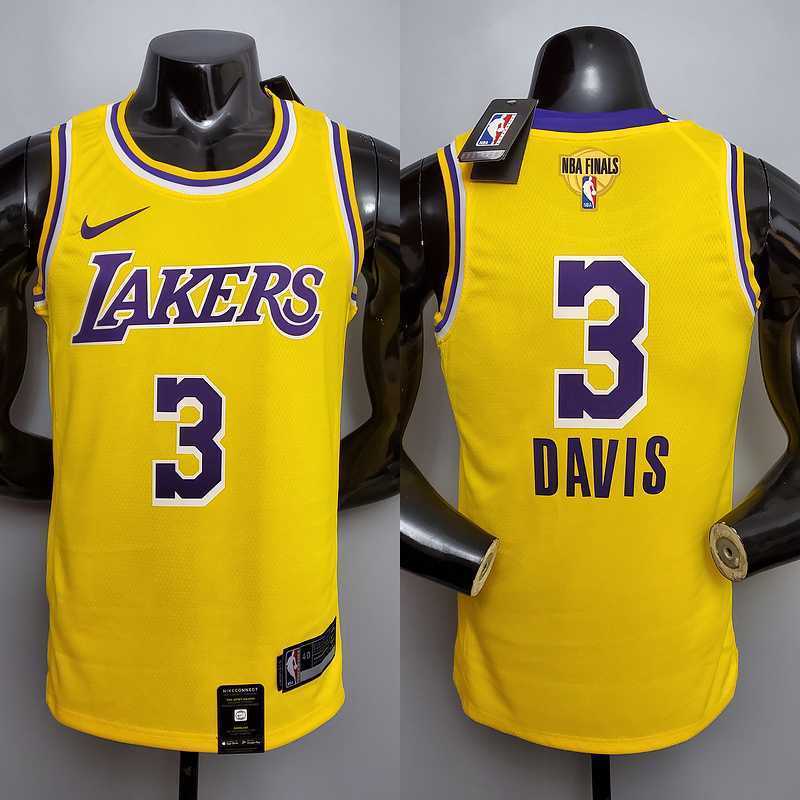 New DAVIS #3 Lakers Commemorative Edition Round neck yellow