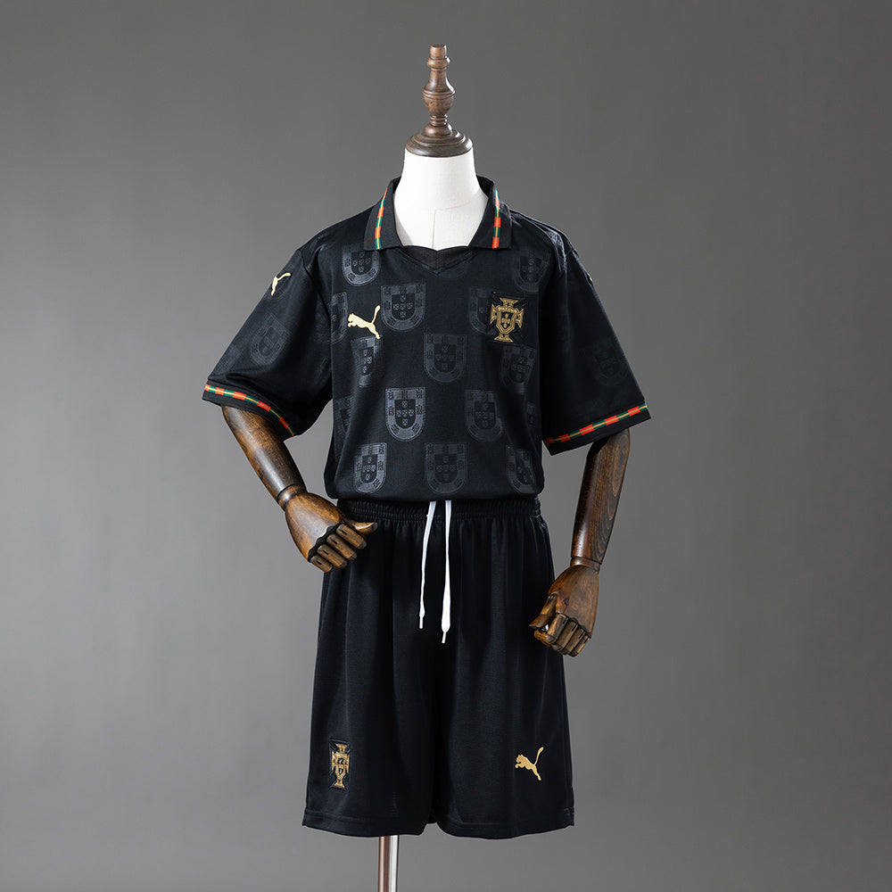 Portugal 2026 Black Kids Kit Jersey Size 16-28