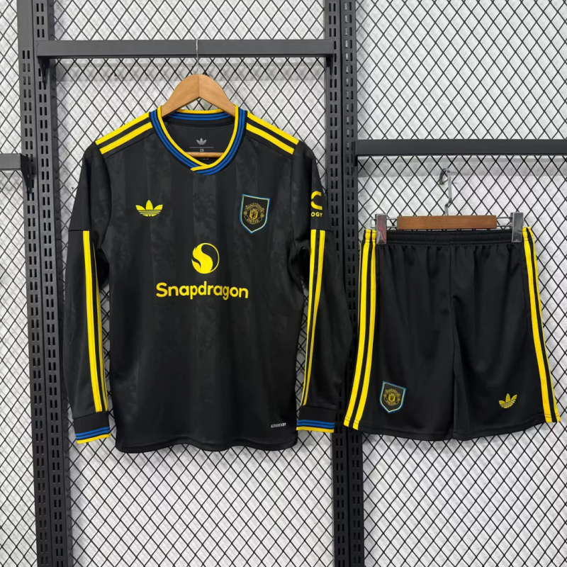 Manchester united 2025/26 Third Away long sleeve Kids Kit