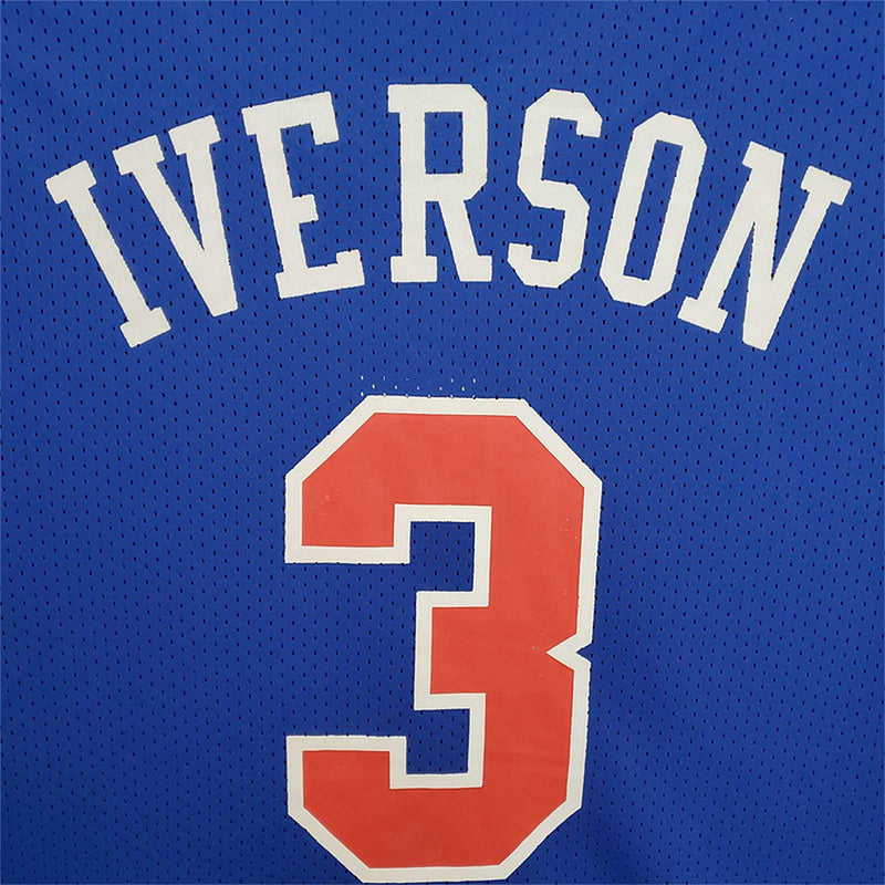 Mitchellness 76ers Blue No. 3 Iverson Retro Mesh Short Sleeve S-XXL