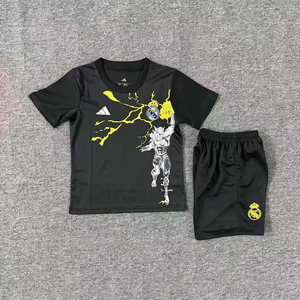 Real Madrid 25/26 Avengers - Pre-Match Black Kids kit Jerseys SIZE 16-28