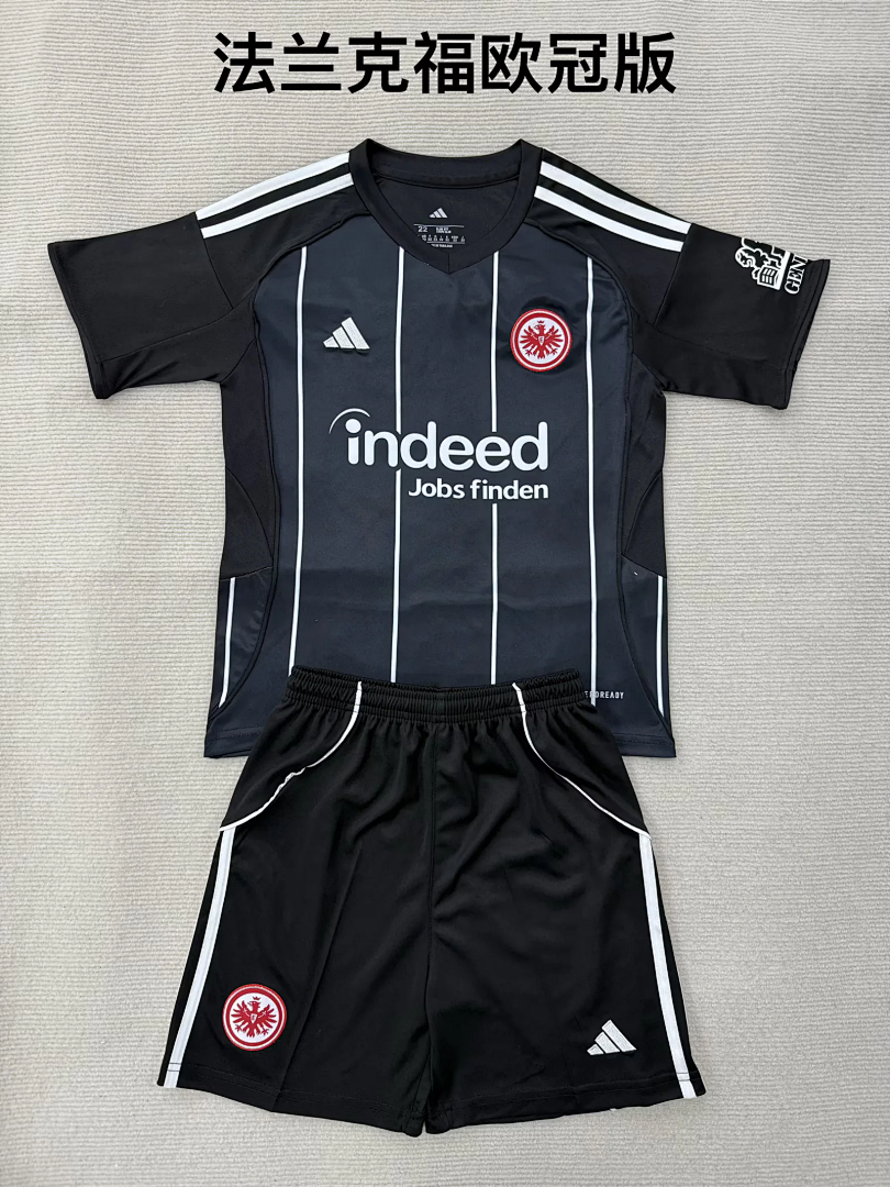 Eintracht Frankfurt 2025/26 Champions League black soccer jersey size 16-28