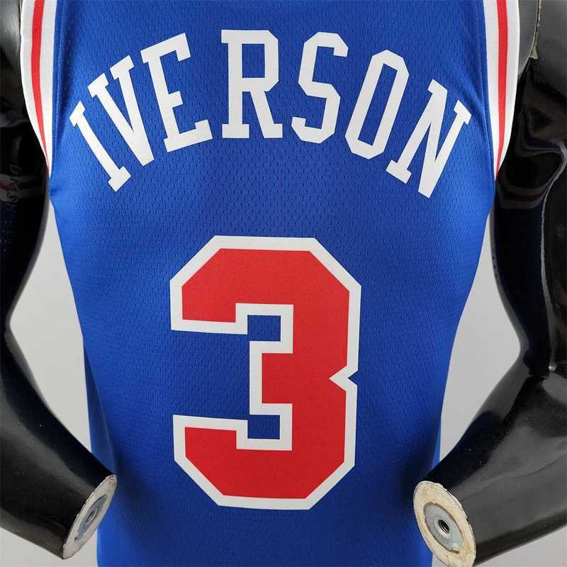 Retro Philadelphia 76ers Iverson #3 crew neck blue NBA Jersey