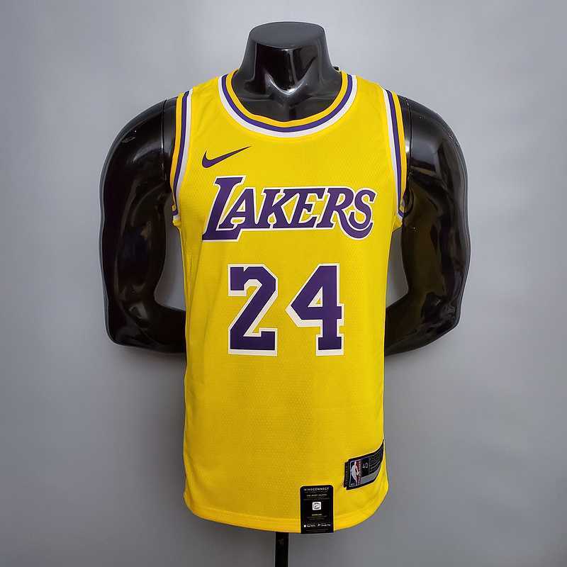 New Bryant #24 Lakers Commemorative Edition Round neck yellow