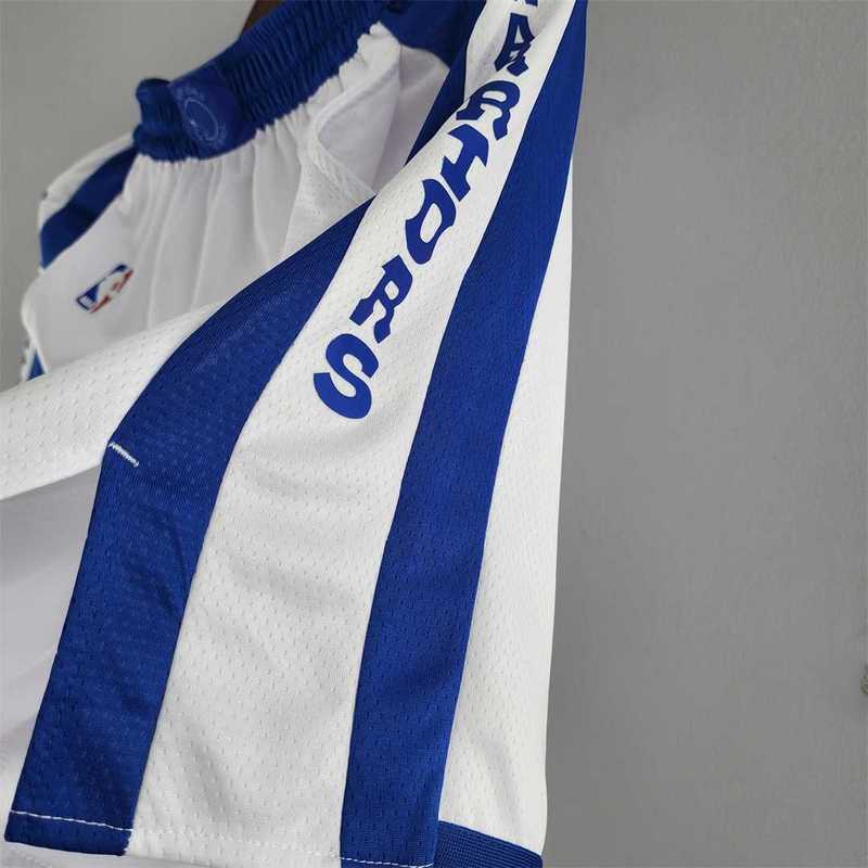 Golden State Warriors NBA Shorts White Blue Trim