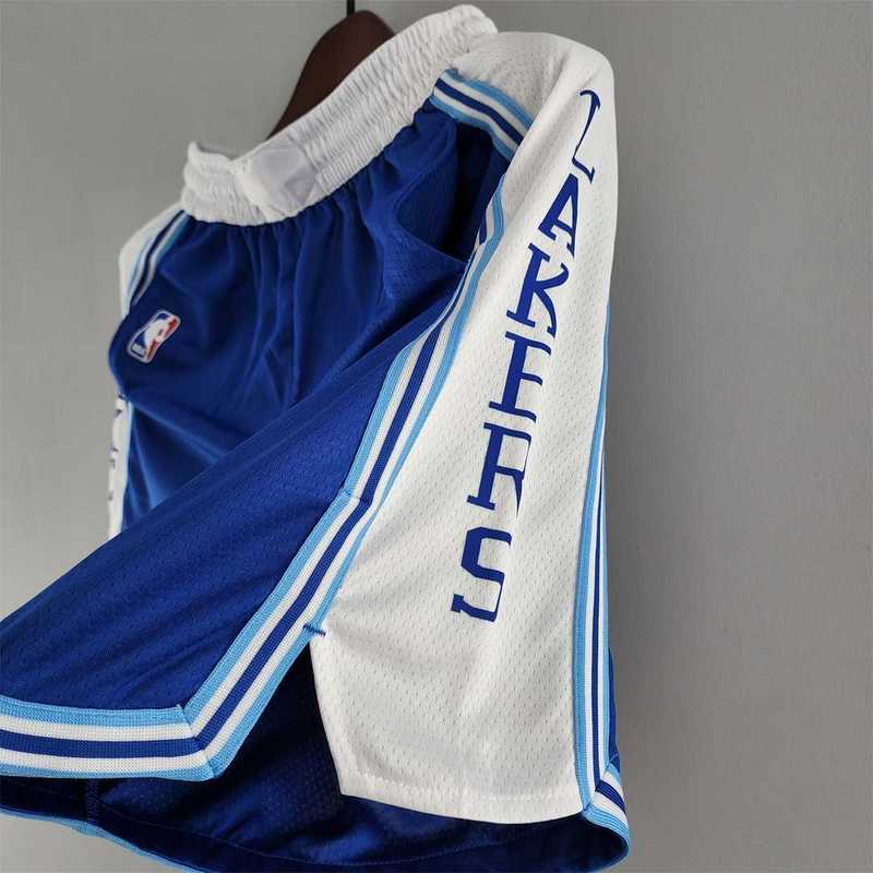 Los Angeles Lakers retro NBA Shorts Blue White Trim