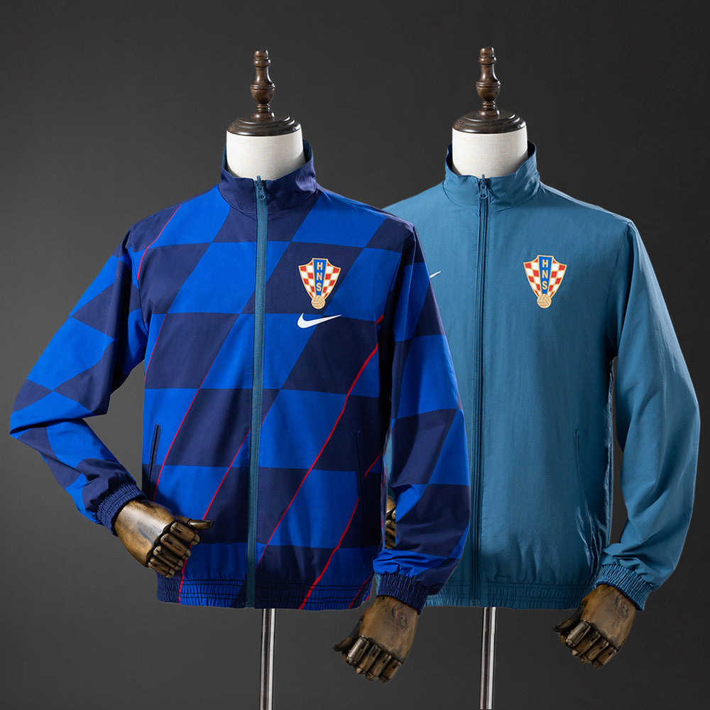 Croatian Reversible Jacket Windbreaker - Navy Blue &amp; Sky Blue S-XXL
