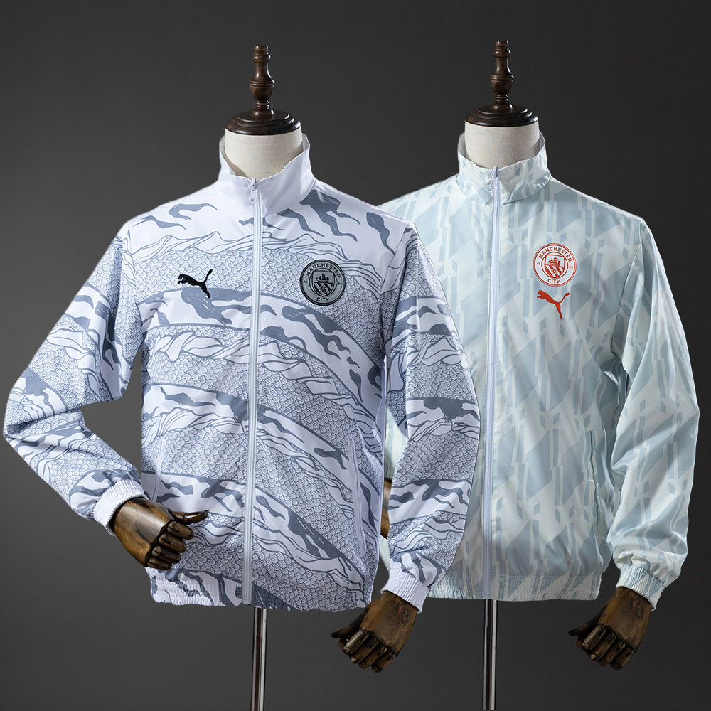 Manchester City Reversible Jacket Windbreaker - White &amp; Mint Green S-XXL