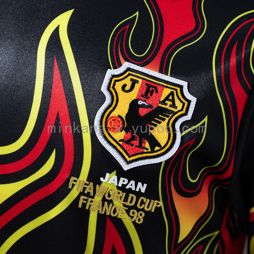 Japan 1998 Goalkeeper Black Fireworks Long Sleeve Retro Jersey S-XXL