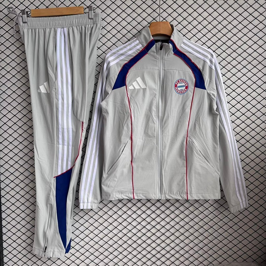 FC Bayern Munich 2025/26 Gray Windbreaker Suit Size S-2XL