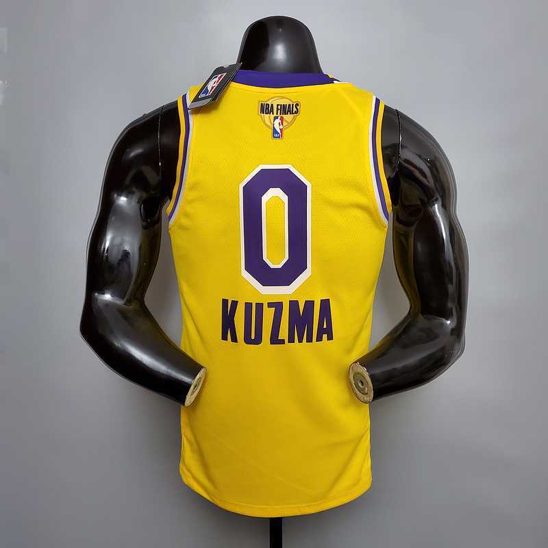 New KUZMA #0 Lakers Commemorative Edition Round neck yellow