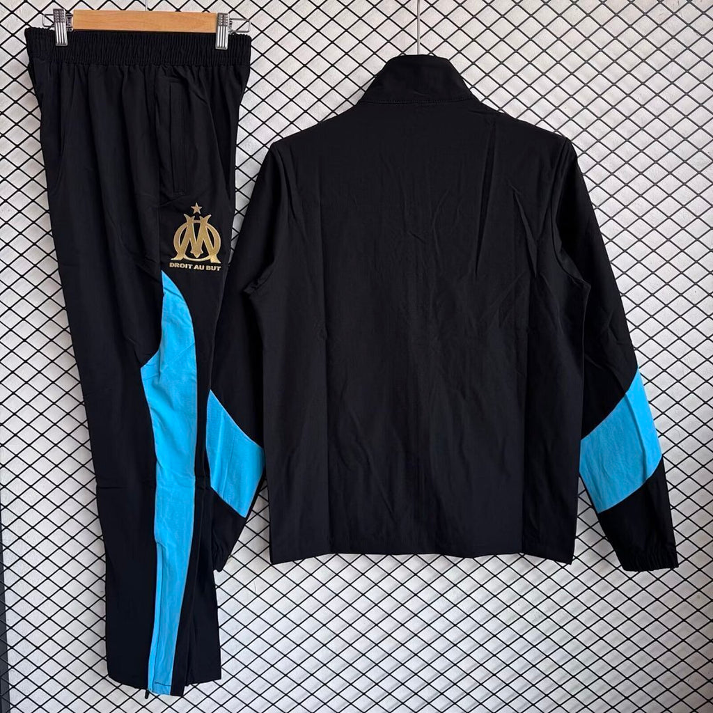 Olympique de Marseille 2025/26 Black And Blue Windbreaker Suit Size S-2XL