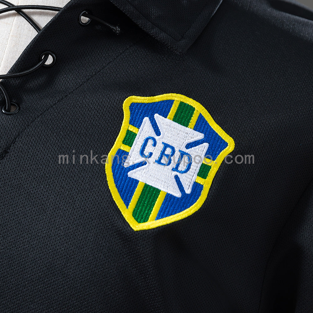 Brazil 2004 Special Edition Black Long Sleeve Retro Jersey S-XXL