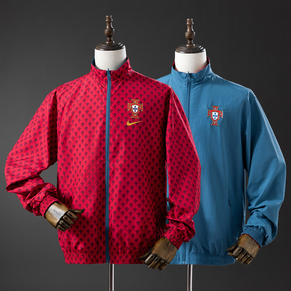 Portugal Reversible Jacket Windbreaker - Red &amp; Cyan S-XXL