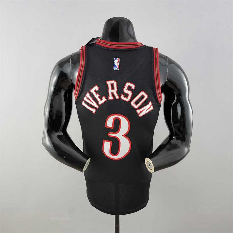 Retro Philadelphia 76ers Iverson #3 big meteor black NBA Jersey