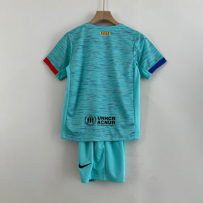 23-24 Barcelona third away kid kit
