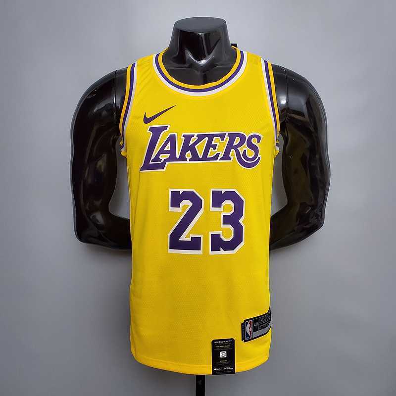 New James #23 Lakers Round neck yellow