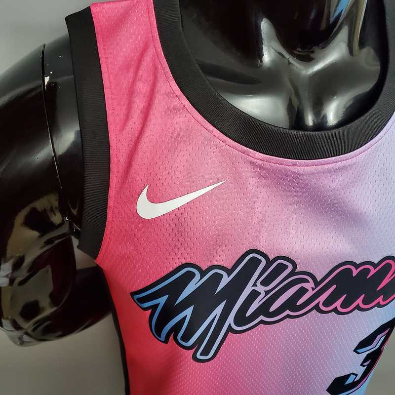 New Miami Heat WADE #3 City Edition Pink Blue Gradient Color