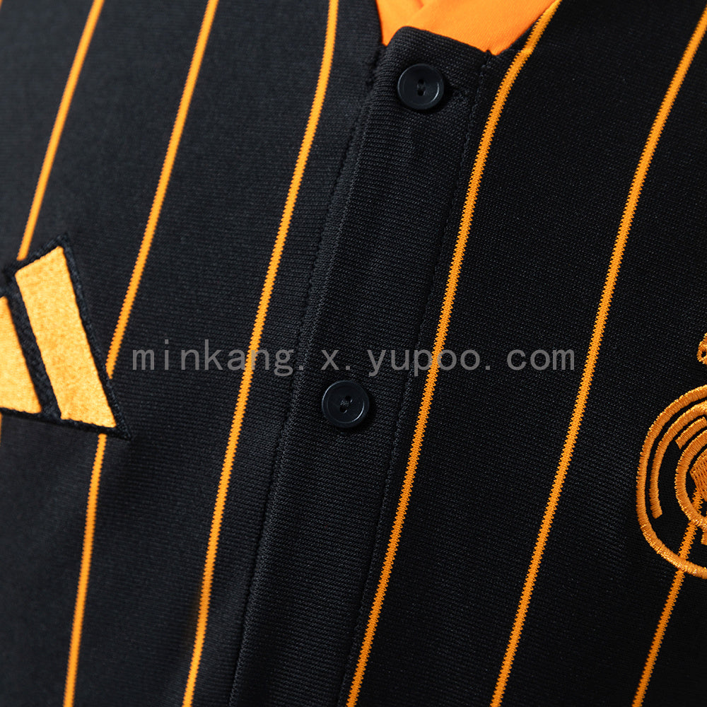 Real Madrid 25/26 Baseball - Black and Orange Striped Jersey S-4XL