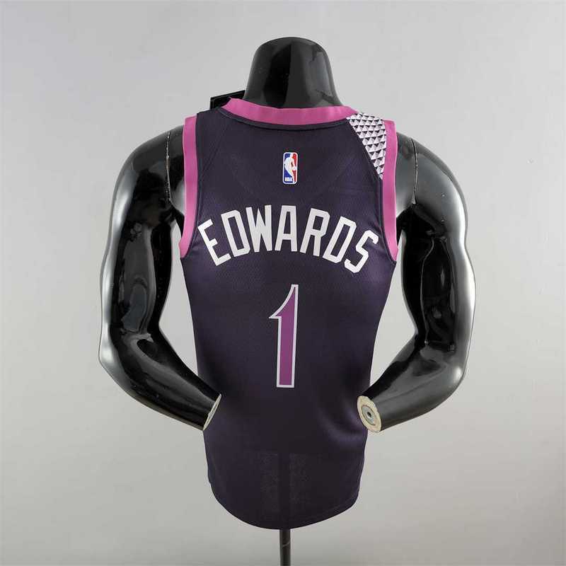 Minnesota Timberwolves EOWAROS#1 Black and Purple NBA Jersey