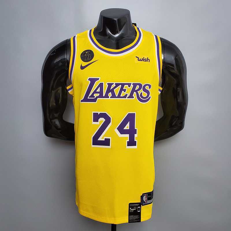 Bryant #24 Lakers Commemorative Edition Round neck yellow