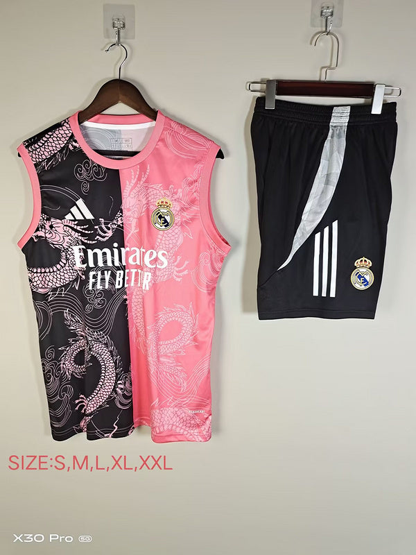 25-26 Real Madrid black and pink vest suit