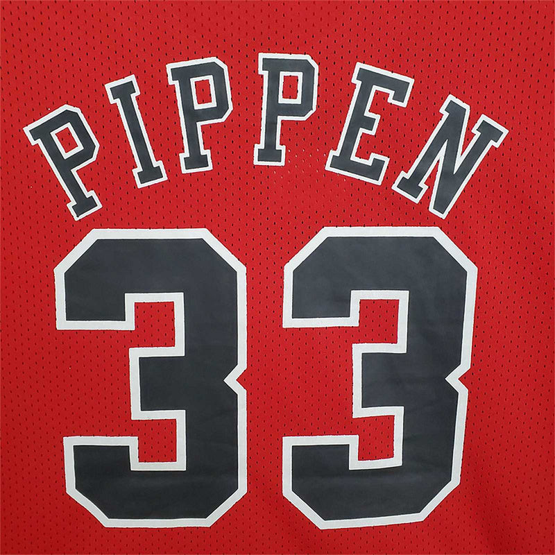 Mitchellness Bulls Red No. 33 Jordan Retro Mesh Short Sleeve