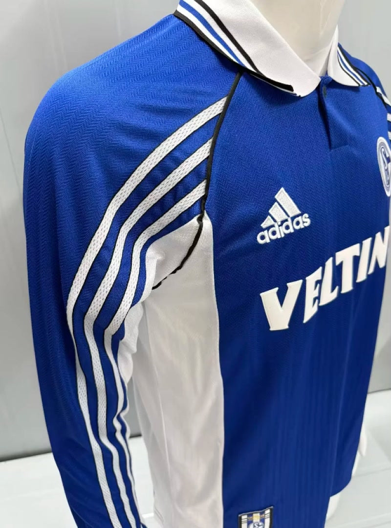 Retro FC Schalke 04 1998/00 Home Long Sleeve Jersey Size S-2XL
