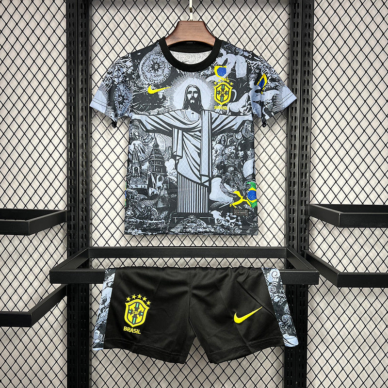 24-25 Brazil Gray Jesus Special Kid Kit