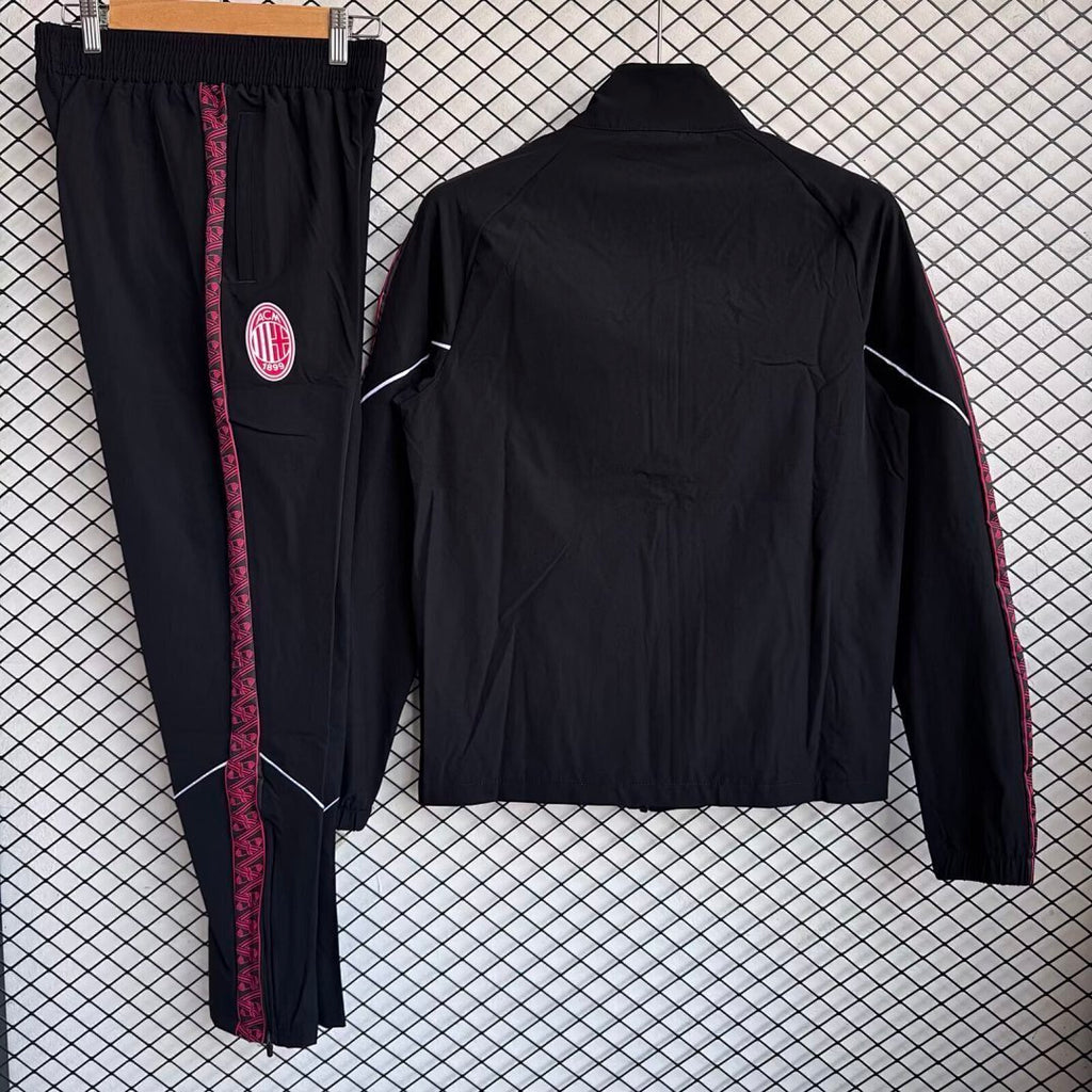 AC Milan 2025/26 Black Windbreaker Suit Size S-2XL