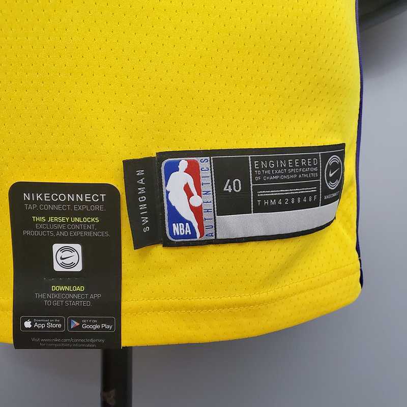 James #6 Lakers V-neck City Edition yellow