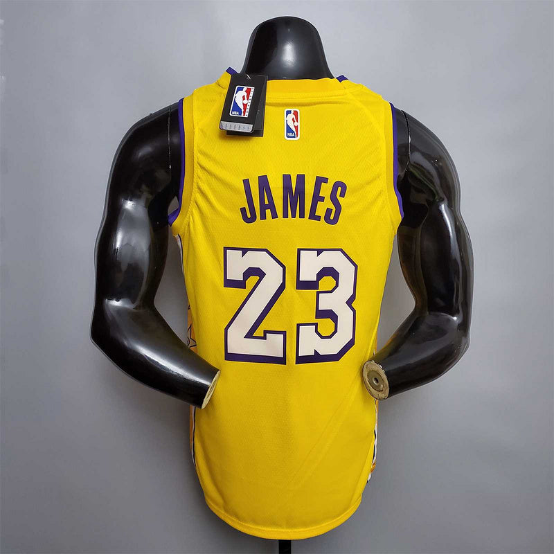James #23 Lakers V-neck City Edition yellow