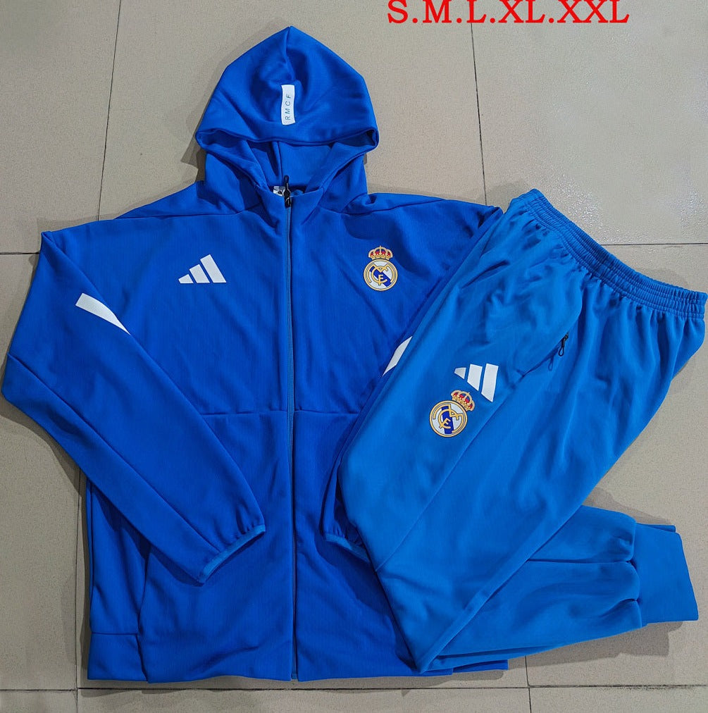 Real Madrid 2025/26 Blue Hoodie Suit S-2XL